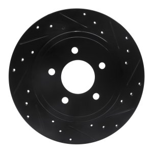 Ford Escape Brake Rotor (1) - Rear Right - R1 Concepts - Drilled & Slotted - Black - `05-`08